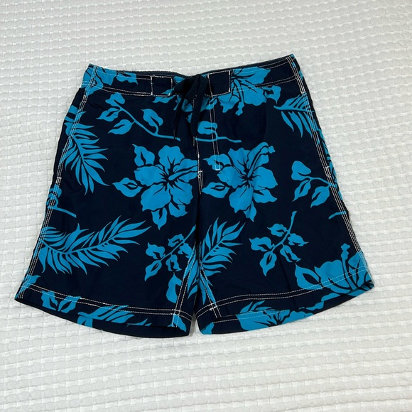 Kanu Mens Blue Hibiscus Surf Board Shorts - Picture 1 of 8